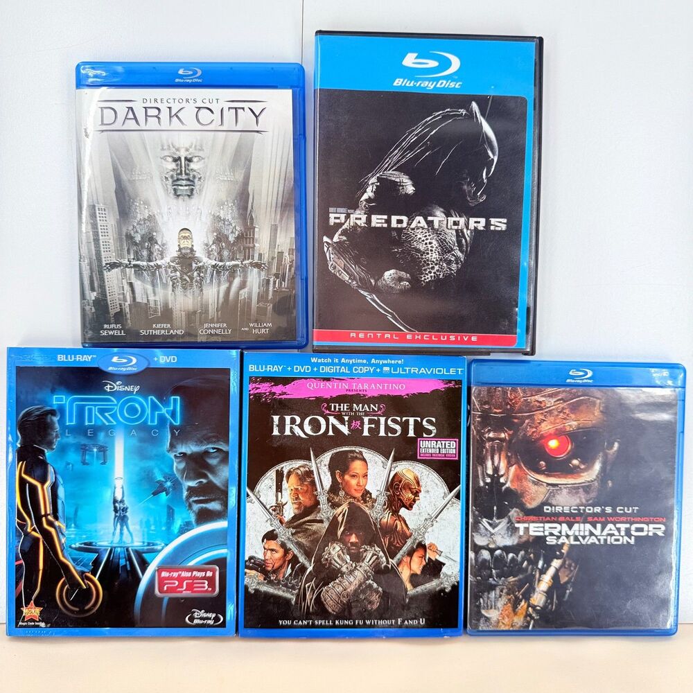 5 Blu-ray Sci-Fi Action Lot Terminator Tron Dark City